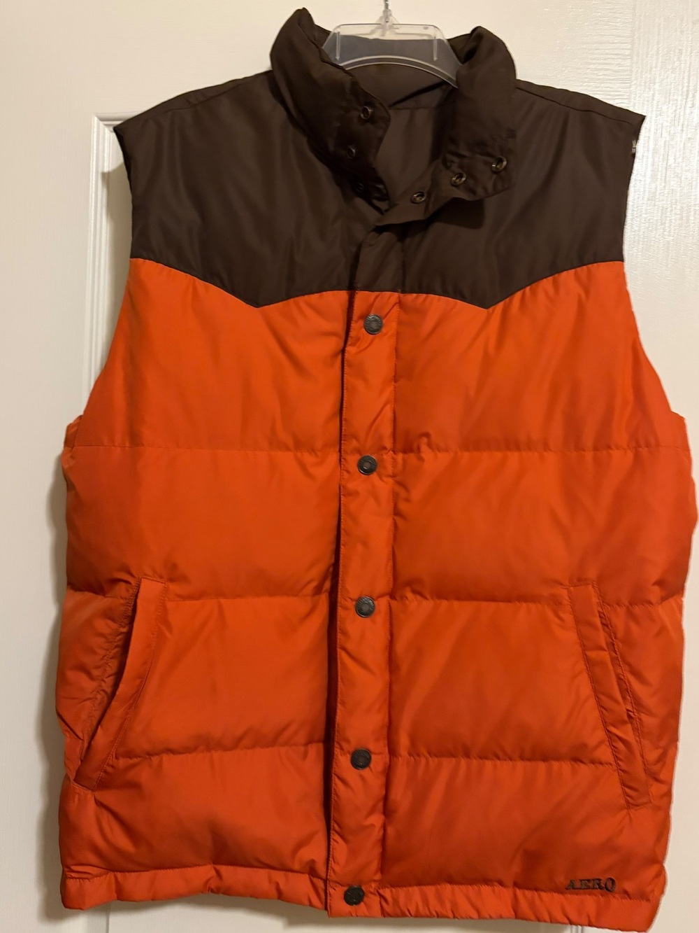 Aeropostale Orange and Brown Quilted Puffer Vest